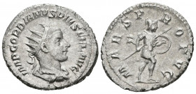 GORDIANO III. Antoniniano. (Ar. 4,64g/23mm). 243-244 d.C. Roma. (RIC 145). Anv: Busto radiado y drapeado de Gordiano III a derecha, alrededor leyenda:...