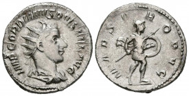 GORDIANO III. Antoniniano. (Ar. 4,30g/21mm). 243-244 d.C. Roma. (RIC 145). Anv: Busto radiado y drapeado de Gordiano III a derecha, alrededor leyenda:...