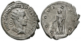 GORDIANO III. Antoniniano. (Ar. 4,00g/23mm). 243-244 d.C. Roma. (RIC 148). Anv: Busto radiado y drapeado de Gordiano III a derecha, alrededor leyenda:...