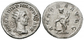 FILIPO I. Antoniniano. (Ar. 4,38g/22mm). 246 d.C. Roma. (RIC 29). Anv: Busto radiado y drapeado de Filipo I a derecha, alrededor leyenda: IMP M IVL PH...