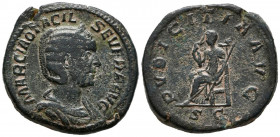 OTACILIA SEVERA. Sestercio. (Ae. 21,82g/33mm). 244-249 d.C. Roma. (RIC 209a). Anv: Busto drapeado y diademado de Otacilia Severa a derecha, alrededor ...