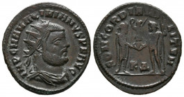 VALERIANO I. Antoniniano. (Ae. 4,03g/22mm). 257 d.C. Antioquía. (RIC 277). Anv: Busto radiado, drapeado y con coraza de Valeriano I a derecha, alreded...