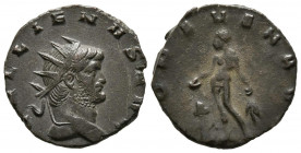 GALIENO. Antoniniano. (Ae. 2,62g/18mm). 254-265 d.C. Mediolanum. (RIC 470). Anv: Cabeza radiada de Galieno a derecha, alrededor leyenda: GALLIENVS AVG...