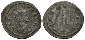 GALIENO. Antoniniano. (Ar. 3,49g/24mm). 264-265d.C. Ceca asiática. (RIC 617). Anv: Busto radiado, drapeado y con coraza de Galieno a derecha, alrededo...