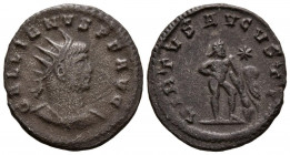 GALIENO. Antoniniano. (Ae. 2,77g/21mm). 263-264 d.C. Antioquía. (RIC 673). Anv: Busto radiado y drapeado de Galieno a derecha, alrededor leyenda: GALL...