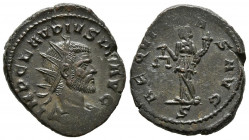 CLAUDIO II. Antoniniano. (Ae. 5,09g/21mm). 268 d.C. Mediolanum. (RIC 137). Anv: Busto radiado, drapeado y con coraza de Claudio II a derecha, alrededo...