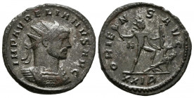 AURELIANO. Antoniniano. (Ae. 3,60g/22mm). 275 d.C. Roma. (RIC 64). Anv: Busto radiado y con coraza de Aureliano a derecha, alrededor leyenda: IMP AVRE...