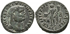 DIOCLECIANO. Follis. (Ae. 9,82g/27mm). 301 d.C. Alejandría. (RIC 32a). Anv: Cabeza laureada de Diocleciano a derecha, alrededor leyenda: IMP C DIOCLET...