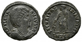 ELENA. Follis. (Ae. 2,67g/19mm). 326-328 d.C. Tesalónica. (RIC 159). Anv: Busto diademado y drapeado de Helena a derecha, alrededor leyenda: FL HELENA...