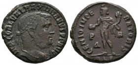 GALERIO. Follis. (Ae. 6,85g/24mm). 308 d.C. Alejandría. (RIC 72). Anv: Busto laureado de Galerio a derecha, alrededor leyenda: IMP GAL VAL MAXIMIANVS ...