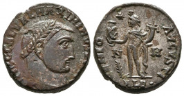 MAXIMINO II. Follis. (Ae. 4,91g/20mm). 312-313 d.C. Alejandría. (RIC 160 var). Anv: Cabeza laureada de Maximino II a derecha, alrededor leyenda: IMP C...