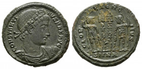 CONSTANTINO I. Follis. (Ae. 2,98g/18mm). 330-335 d.C. Nicomedia. (RIC 88). Anv: Busto diademado, drapeado y con coraza de Constantino I a derecha, alr...