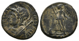 CONSTANTINO I. Ae16. (Ae. 2,77g/16mm). 334-335 d.C. ¿Siscia?. (¿RIC 241?). Anv: Busto de constantinopolis a izquierda con lanza, alrededor leyenda: CO...