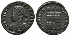 CRISPO. Follis. (Ae. 3,30g/19mm). 325-326 d.C. Treveri. (RIC 462). Anv: Busto laureado, drapeado y con coraza de Crispo a izquierda, alrededor leyenda...