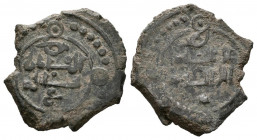 TAIFA DE TOLEDO y VALENCIA, Al-Qadir Yahya II. Fracción de Dirham. (Ar. 1,07g/14mm). 467-478H. (J. José Rios G-12/1var1-3). MBC.