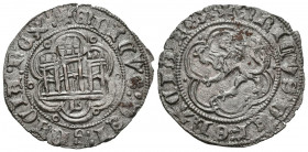 ENRIQUE III (1390-1406). Blanca. (Ve. 1,84g/24mm). Burgos. (FAB-597). Anv: Castillo, debajo marca de ceca: B, todo dentro de gráfila lobular, alrededo...