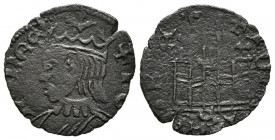 JUAN II (1406-1454). Cornado. (Ve. 0,67g/16mm). Sevilla. (FAB-633). Anv: Busto coronado de Juan II a izquierda, alrededor leyenda: IOHANES. Rev: Casti...