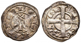 ALFONSO II (1164-1196). Dinero (Ve. 1,04g/20mm). S/D. Barcelona. (Cru. V.S. 296). Anv: Cruz sobre palo entre anillos, alrededor leyenda: BARQINO. Rev:...