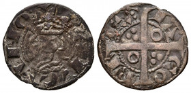 JAUME I (1213-1276). Diner de tern (Ve. 0,79g/17mm). S/D. Barcelona. (Cru.V.S. 308). Anv: Efigie coronada a izquierda, alrededor leyenda: BARQINO. Rev...