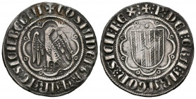 PEDRO II (1196-1213). Pirral (Ar. 3,09g/25mm). S/D. Sicilia. (Cru. V.S. 326). Anv: Aguila de frente a derecha, alrededor leyenda: COSTA DEI GRA ARAG S...