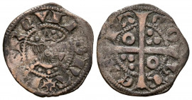 JAUME II (1291-1327). Dinero (Ve. 1,12g/18mm). S/D. Barcelona (Cru.V.S. 340). Anv: Efigie a izquierda, corona con tres puntas, alrededor leyenda: BARQ...