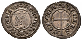 JAIME II (1276-1285 y 1298-1311). Dinero (Ve. 0,66g/18mm). S/D. Mallorca. (Cru. V.S. 544). Anv: Efigie de frente coronada, alrededor leyenda: REX MAIO...