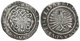 REYES CATÓLICOS (1474-1504). 1/2 Real (Ar. 1,40g/19mm). S/D. Toledo TM. (Cal-2019-287). Posterior a la pragmática. MBC-. Vanos de acuñación. Rara vari...