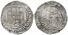 REYES CATÓLICOS (1474-1504). 1 Real (Ar. 3,32g/25mm). S/D. Sevilla. (Cal-2019-408). Anverso sin marca. S en reverso. MBC.