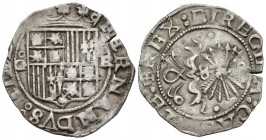 REYES CATOLICOS (1474-1504). 1 Real. (Ar. 3,37g/25mm). S/D. Granada. (Cal-371). Haz de 6 flechas. MBC-.
