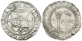 JUANA Y CARLOS (1504-1555). 1 Real (Ar. 3,34g/26mm). S/D (1548-1556). México ML. (Cal-2019-72). MBC-. Limpiada.