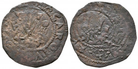 JUANA Y CARLOS (1504-1555). 4 Maravedís. (Ae. 3,47g/27mm). Santo Domingo. (Cal-2019-33). MBC-.