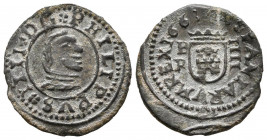 FELIPE IV (1621-1665). 4 Maravedís (Ae. 1,06g/17mm). 1663. Burgos R. (Cal-2019-188). MBC+.