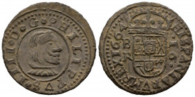 FELIPE IV (1621-1665). 16 Maravedís. (Ae. 3,53g/25mm). 1664. Burgos R. (Cal-2019-441). MBC+.