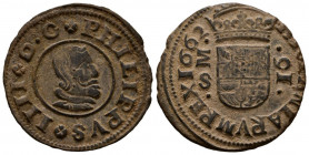 FELIPE IV (1621-1665). 16 Maravedís. (Ae. 4,02g/26mm). 1662. Madrid S. (Cal-2019-469). M tumbada. MBC+. Escaso.