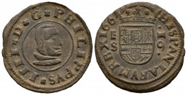 FELIPE IV (1621-1665). 16 Maravedís. (Ae. 3,15g/26mm). 1661. Segovia S. (Cal-2019-486). MBC.