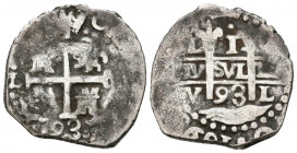 CARLOS II (1665-1700). 1 Real (Ar. 3,09g/20mm). 1693. Lima V. (Cal-2019-224). Doble fecha. MBC.