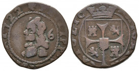 FELIPE V (1700-1746). Treseta de Dobler (Ae. 4,92g/20mm). 1722. Mallorca. (Cal-2019-6). MBC. Fecha perfectamente visible.