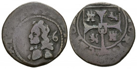FELIPE V (1700-1746). Treseta de Dobler (Ae. 3,20g/20mm). Fecha no visible (entre 1722 y 1724). Mallorca. (Cal-2019-Tipo 5). BC+.