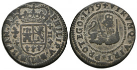 FELIPE V (1700-1746). 2 Maravedís (Ae. 4,43g/22mm). 1719. Valencia. (Cal-2019-78). MBC+.