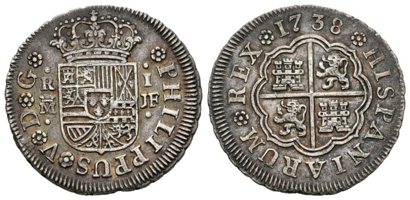 FELIPE V (1700-1746). 1 Real (Ar. 2,90g/20mm). 1738. Madrid JF. (Cal-2019-454). ...
