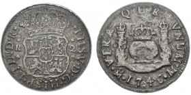 FELIPE V (1700-1746). 2 Reales (Ar. 6,75g/26mm)*. 1746. México M. (Cal-2019-836). MBC. Procedente de El Cazador. Encapsulada por ANACS. *Peso y medida...