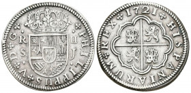 FELIPE V (1700-1749). 2 Reales (Ar. 5,46g/26mm). 1721. Sevilla J. (Cal-2019-979).  MBC.