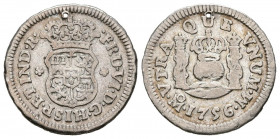 FERNANDO VI (1746-1759). 1/2 Real (Ar. 1,60g/17mm). 1756. México M. (Cal-2019-91). MBC-. Pequeño agujero a las 12.