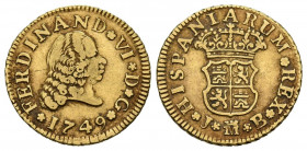 FERNANDO VI (1746-1759). 1/2 Escudo. (Au. 1,71g/15mm). 1749. Madrid JB. (Cal-2019-551). MBC-.