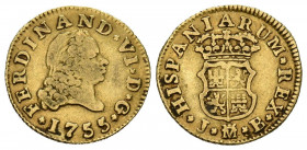 FERNANDO VI (1746-1759). 1/2 Escudo. (Au. 1,59g/15mm). 1755. Madrid JB. (Cal-2019-558). MBC-.