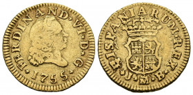 FERNANDO VI (1746-1759). 1/2 Escudo. (Au. 1,75g/15mm). 1755. Madrid JB. (Cal-2019-558). MBC-.