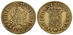 FERNANDO VI (1746-1759). 1/2 Escudo. (Au. 1,79g/15mm). 1757. Madrid JB. (Cal-2019-561). MBC.