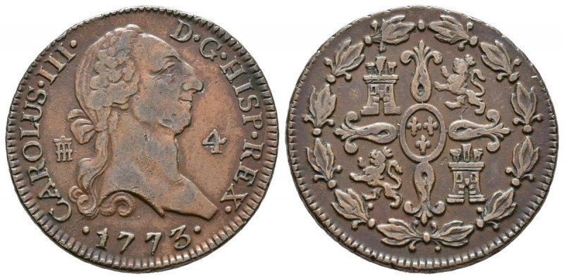 CARLOS III (1759-1788). 4 Maravedís (Ae. 5,47g/25mm). 1773. Segovia. (Cal-2019-5...
