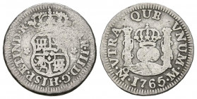 CARLOS III (1759-1788). 1/2 Real (Ar.1,55g/16mm). 1765. México M. (Cal-2019-183). BC+/MBC-