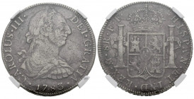 CARLOS III (1759-1788). 8 Reales (Ar. 27,00g/38mm)*. 1783. México FF. (Cal-2019-1124). MBC. Procedente de El Cazador. Encapsulada por NGC. *Peso y med...
